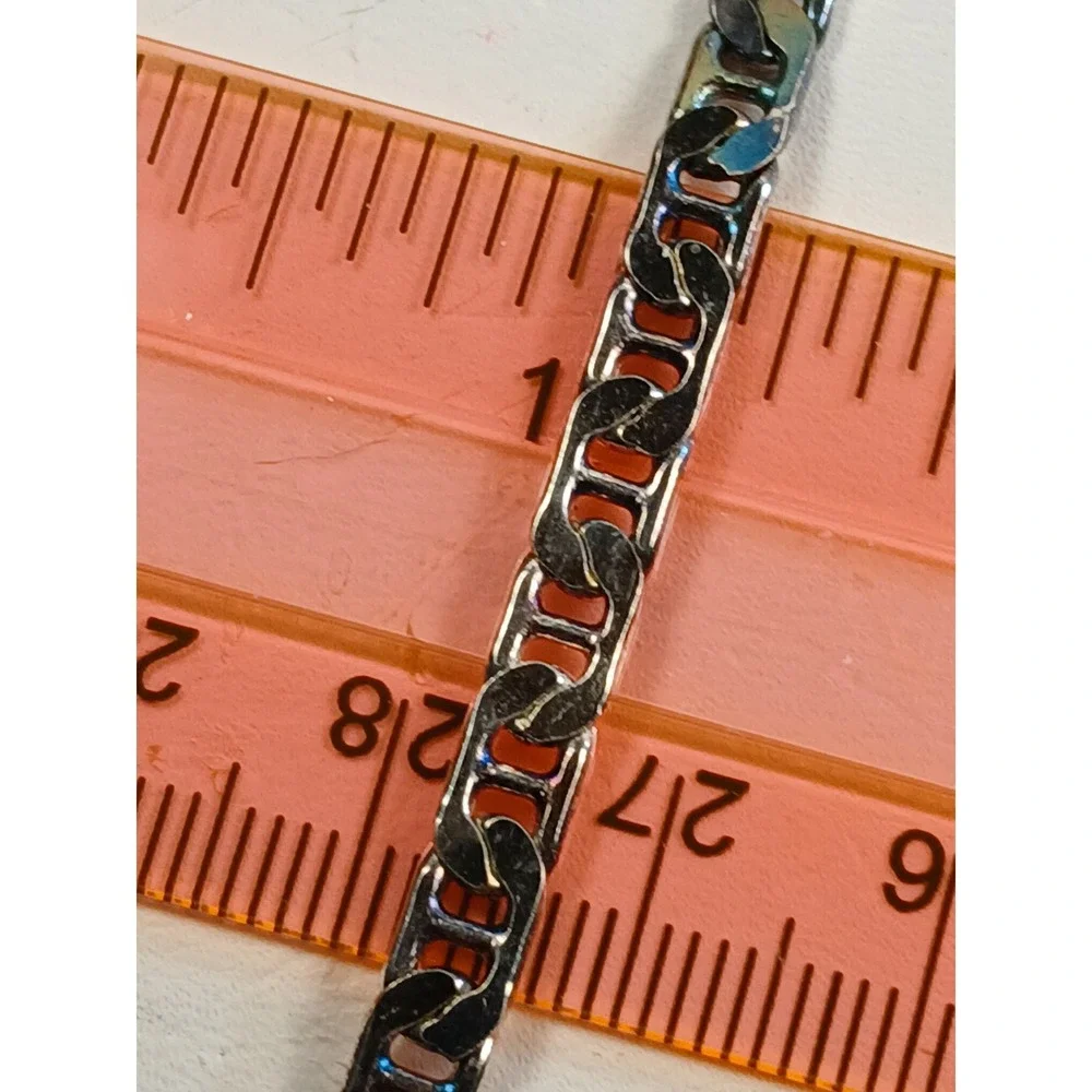Vintage 1990s Italian Sterling Silver 925 Mariner Anchor Link Bracelet 7in 7.2g